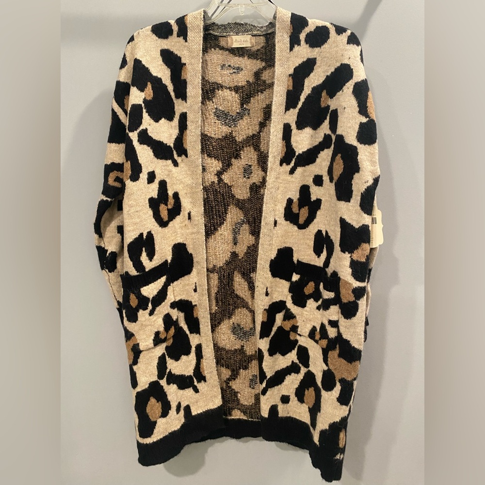 Victoria's Secret Black and Tan Leopard Cardigan